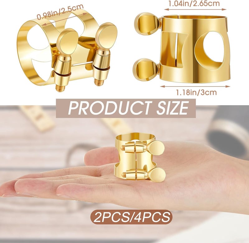 Fiada 4 Pcs Alto Sax Ligature Alto Saxophone Ligature Gold Alto Saxophone Mouthpiece Ligature with Adjustable Screws Saxophone Ligature Fastener for Sax Mouthpiece Instrument - Image 2